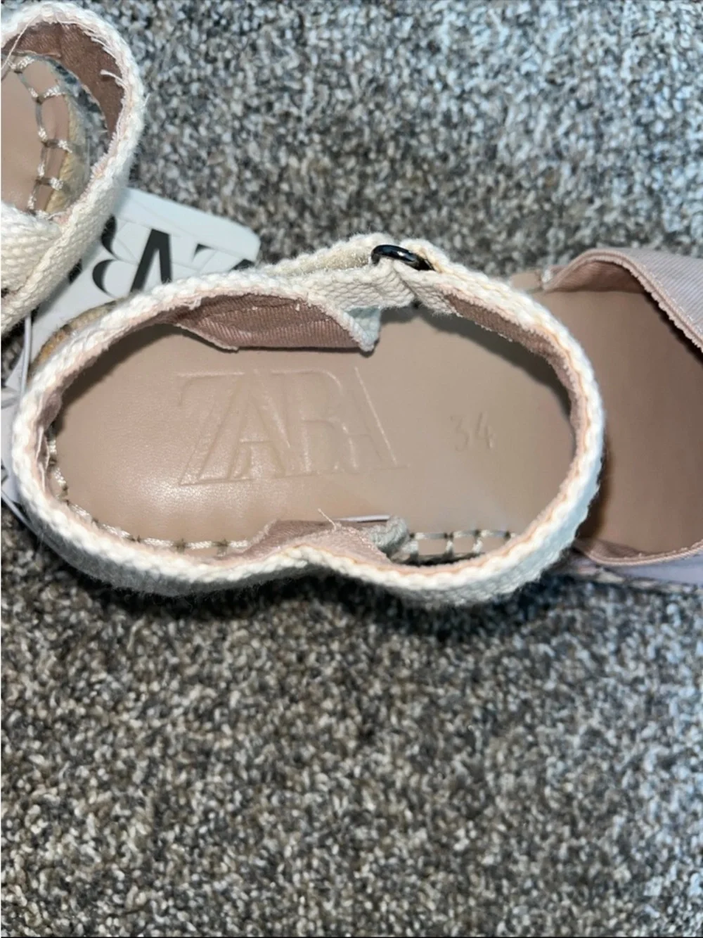 NWT Zara Girls Two-Tone Canvas Espadrilles Shoes Flats | Size 34 (US 2.5)